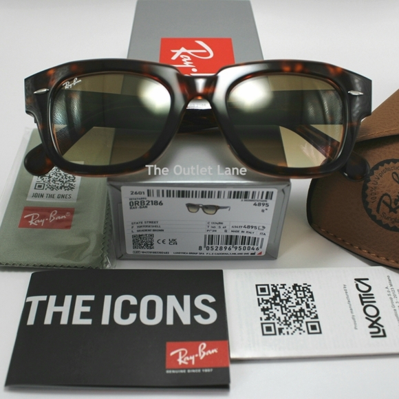 Model Display Ray-Ban State Street Gradient Brown RB2186 Tortoise - Picture 4 of 16